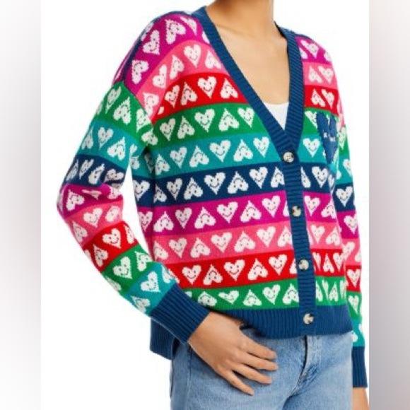 Kerri Rosenthal x Aqua Rainbow Heart Grandpa Button-Down Cardigan - Picture 2 of 12